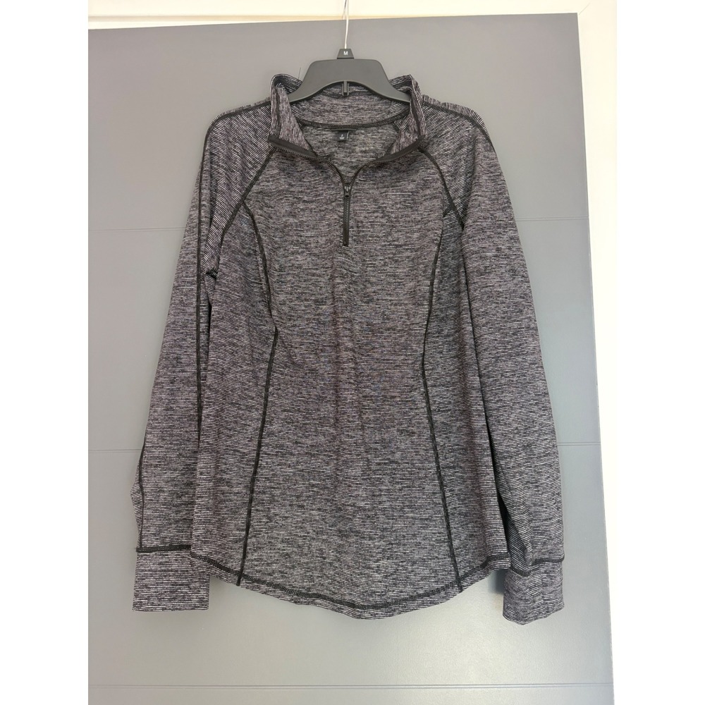 Torrid Active Womens Plus Size 2 2X Black White Space Dye Quarter Zip Pullover